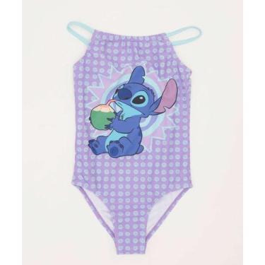 Imagem de Maiô Infantil Babado Estampa Stitch Disney Tam 1 a 8-87004, Lilás, 8