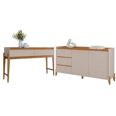 Imagem de Conjunto Buffet Aparador 3 Gavetas Lens Cedro Off White + 2 Gavetas Cedro Off White