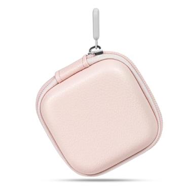Imagem de MOLOVA Couro PU durável + capa rígida de EVA e bolsos de malha, capa para fone de ouvido e bolsa organizadora de cabos - armazenamento protetor para AirPods, fones de ouvido e fios sem fio, rosa claro