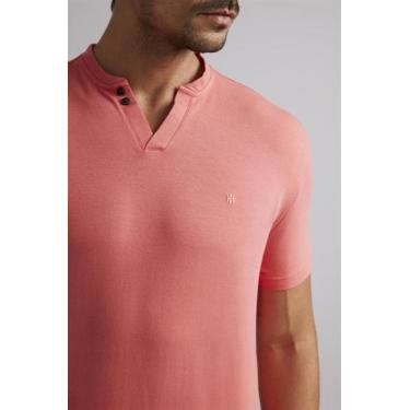 Imagem de Camiseta Gola Portuguesa Malha Premium Slim Fit - Rosa Salmão - HIGHST