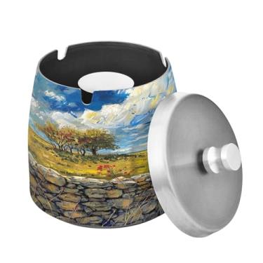 Imagem de Blueangle Cinzeiro doméstico camponês com tampa para cigarros, à prova de vento/chuva, aço inoxidável, sem fumaça, inodoro, cinzeiro para uso interno ou externo (394)