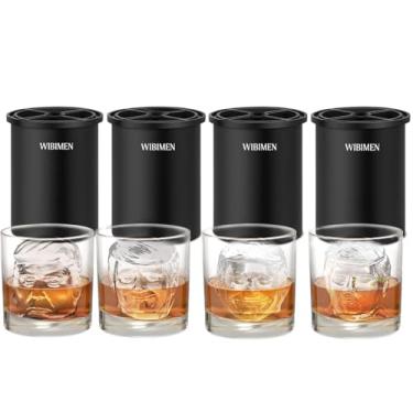 Imagem de Máquina de gelo transparente, pacote com 4 unidades de máquina de gelo transparente de aço inoxidável para amantes de uísque antiquado, bourbon, presentes de coquetel para homens no aniversário ou