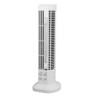 Imagem de Ymiko Ventilador de Torre Sem Lâmina Com Luz LED Embutida, Ventilador de Mesa Compacto para Uso Em Dormitório de Escritório Doméstico, 2 Configurações de Velocidade, Circulador de Ar Branco Portátil
