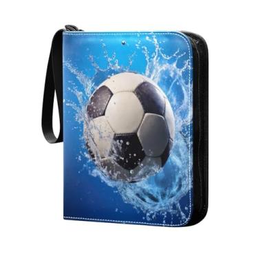 Imagem de Wassud Bola de futebol com 4 bolsos para guardar 400 cartões padrão, álbum TCG CCG MTG à prova d'água, presentes para colecionadores, meninos e meninas