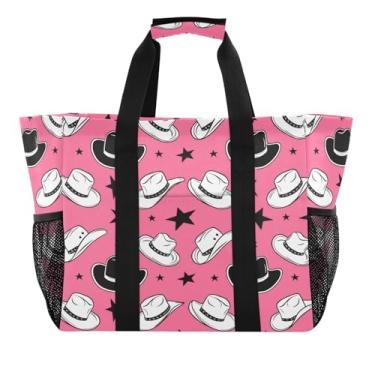 Imagem de Wassud Chapéus pretos e brancos, sacolas de supermercado, reutilizáveis, grande, impermeável, organizador de lona para praia, piquenique, lavanderia, viagem