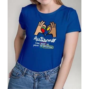 Imagem de Camiseta Camisa Adulto Feminina Masculina Algodão Campanha Abril Azul 