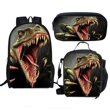 Imagem de Conjunto de mochilas Dinosaur Cartoon Kids School, 3 unidades de anime