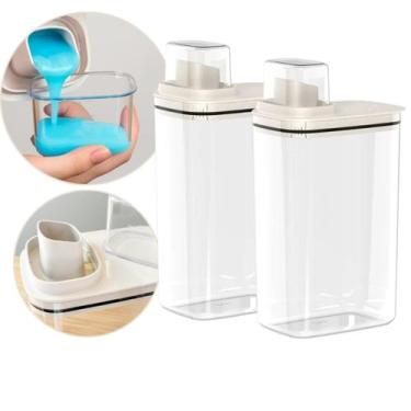 Imagem de Kit 2 Dispenser Lavanderia Sabão Pó Líquido Organizador 2,3l - Ou