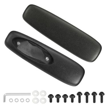 Imagem de PATIKIL 1 par de substituição de descanso de braço para cadeira de escritório, capa de couro para cadeira de escritório PU 10 cm orifício de montagem com parafusos para cadeiras de jogos, apoio de