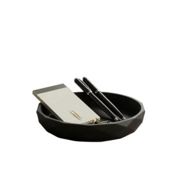 Imagem de Bandeja Organizadora Moderna Porta Objetos, Chaves, Joias e Acessórios para Mesa de Escritório e Casa(Preto,20 CM)