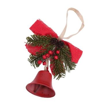 Imagem de AUNMAS Enfeites de Sinos Pendurados de Natal, Ferro Durável, Design Vintage, Pinha, Frutas Vermelhas, para Lareira de Porta de árvore de Natal (Vermelha)