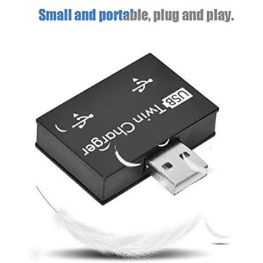 Imagem de ASHATA Mini Hub USB Carregador de 2 Portas de para Unidades Flash USB de PC, Adaptador Duplo Preto Branco Portátil para Telefone Celular, Computador, 4 * 4 * 1 Cm ABS (#90)
