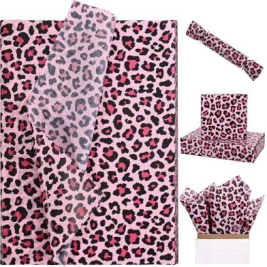 Imagem de 60 folhas de papel de seda de leopardo rosa para embrulho de presente de papel de seda estampado de animais para sacos de presente para chá de bebê, festa de aniversário, despedida de solteira