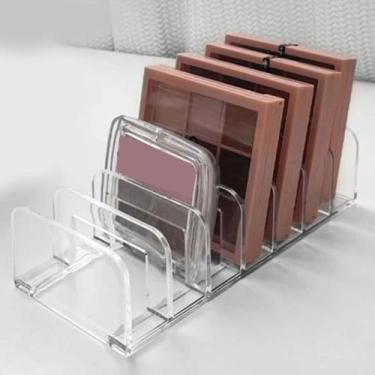 Imagem de Organizador de sombras de acrílico transparente de 7 seções para armário de maquiagem, suporte de armazenamento de bancada de banheiro, organizador de cosméticos