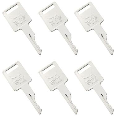 Imagem de ZZLZX 6 peças chave de ignição de metal D250 chave do motor 5,6 x 3 x 2 cm prata 6693241 6709527 A77313 307852A1 714602 para carregadores de trilhos compatíveis com empilhadeiras de equipamentos