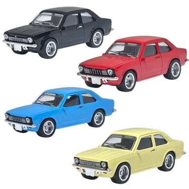 Imagem de Kit 4 Miniaturas Chevette 1975 Chevrolet GM 1:64 Pneus Borracha Edição