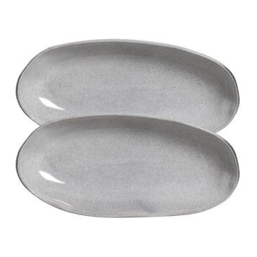 Imagem de Conjunto Com 02 Travessas Oval Funda Grande 32x16 Cm Orgânico Dust Porto Brasil