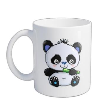 Imagem de Caneca Xícara de Café Porcelana 300ml Com Desenho Panda Azul