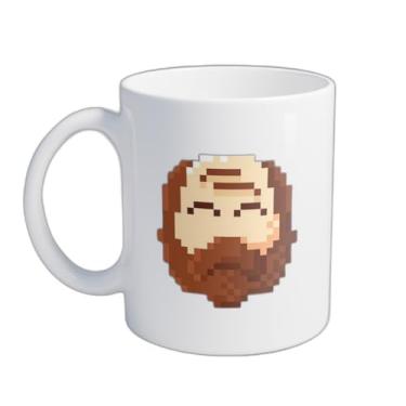 Imagem de Caneca Xícara de Café Porcelana 300ml Estilo Pixel Homem com Barba