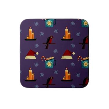 Imagem de Ladrilho Decorativo de Cerâmica Natalino com Estampa Festiva Roxa
