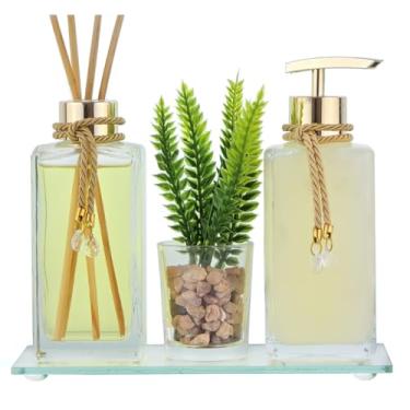 Imagem de Kit Banheiro Lavabo Completo Decorativo com Essência e Sabonete Líquido Presente Casamento Noivado Casa Nova (Lavanda)