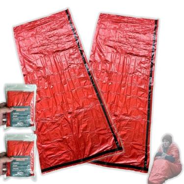 Imagem de Kit 2 Sacos Dormir LARANJA 210x90cm Emergência Reutilizável Sobrevivencialismo Camping Legendário Trekking Montanhismo