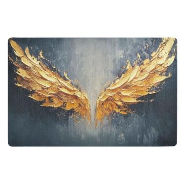 Imagem de Tapetes de porta internos Golden Angel Wings para entrada Dirt Trapper Welcome Matt 81,3 cm x 50,8 cm para patas enlameadas
