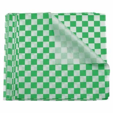 Imagem de HARFINGTON 200 folhas de papel de cera com padrão quadriculado quadrado 17,8 cm x 17,8 cm, papel de embrulho seco absorvente de óleo para sanduíche, forros, cesta de piquenique, pão, hambúrguer, verde
