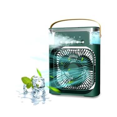Imagem de Mini Climatizador USB com Reservatório de Água e Gelo – 3 Velocidades, Silencioso, Até 12h de Uso, Para Ambiente de 8m²(VERDE)