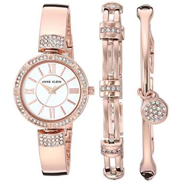Imagem de Anne Klein Conjunto de relógio e pulseira com detalhes de cristal Swarovski, Ouro rosa
