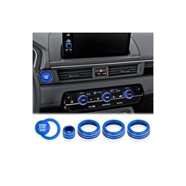 Imagem de DvlynAuroa Para Honda Pilot Accessories 2023-2025, kit de capas de botão de acabamento de liga de alumínio com 6 peças - inicialização, ar condicionado e ajuste de volume (azul escuro)