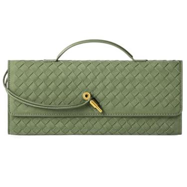 Imagem de XquiziFit Bolsas de mão femininas de tecido de couro para noite bolsas de ombro femininas transversais, Camurça verde, One Size