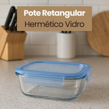 Imagem de Pote Retangular Hermético Vidro 370ml - GLOBALMIX