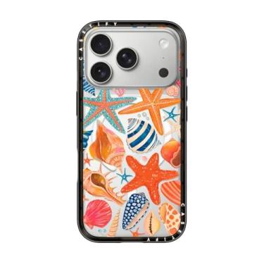 Imagem de CASETiFY Capa compacta para iPhone 17 Pro [fina e elegante/compatível com Magsafe/1,2 m. Proteção contra quedas de nível militar] - Conchas do mar - Preto transparente