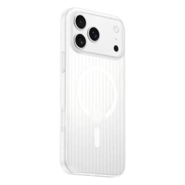 Imagem de HJZSZX Capa protetora magnética com padrão ondulado para iPhone 16 Plus, capa protetora rígida fosca (para iPhone 16 Plus/branco)