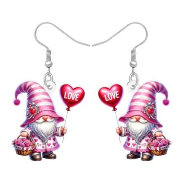 Imagem de LONYOO Brincos de gnomo fofos presentes de gnomos para mulheres, brincos românticos de acrílico para dia dos namorados, joias femininas, presentes de dia dos namorados para sua esposa, Medium