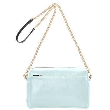 Imagem de Joitme Bolsa tiracolo feminina para celular, bolsa de ombro de couro sintético azul claro ciano aqua com alça de corrente