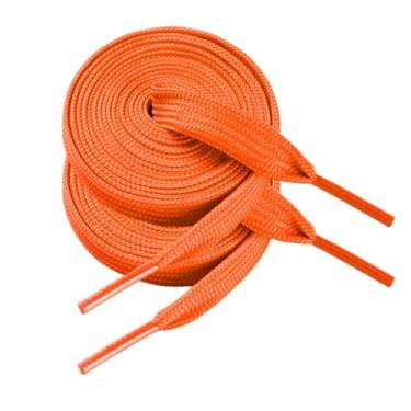Imagem de VGUBLG 2 pares de cadarços para tênis com 8 mm de largura e cadarço plano para crianças e adultos, Laranja neon, 32"(80CM)