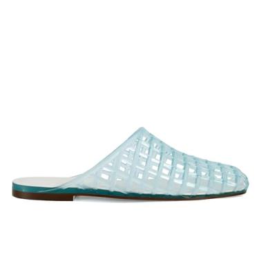 Imagem de MAIJED Sandálias femininas transparentes com bico fechado de malha vazada Jellies Mule sandálias deslizantes casuais confortáveis verão praia sandálias, Azul, 41