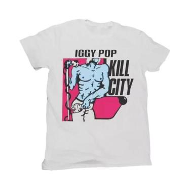 Imagem de Camiseta Unissex Vintage Iggy Pop Punk Rock Branca De Algodão Masculin