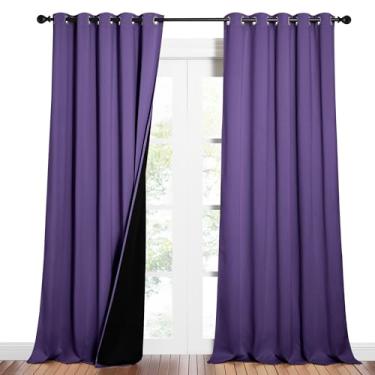 Imagem de NICETOWN Cortinas e cortinas de sombra, cortinas de sombreamento leve para serviço pesado com forro preto para janela de vila/corredor/dormitório (roxo lilás, pacote com 2 painéis, 157 cm de largura x