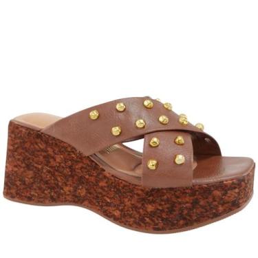 Imagem de Tamanco Plataforma com Tachas Vizzano 6559102, Marrom, 37