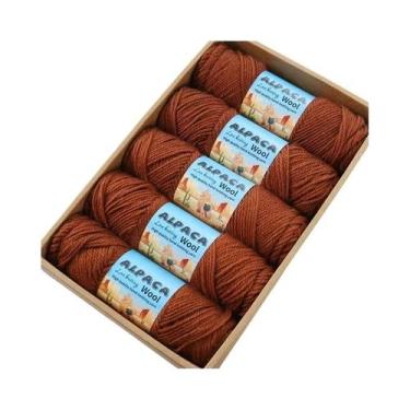 Imagem de Fio De Lã De Alpaca Grosso 500g 5 Meadas Para Tricô De Suéteres, Casac