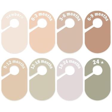 Imagem de Schine Divisores organizadores de armário de bebê - Divisores de cabide de guarda-roupa de dupla face para classificar 8 tamanhos de recém-nascido a 12 meses ou mais, 8 peças