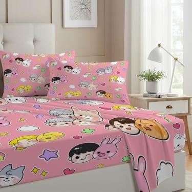Imagem de Allenjoy Jogo de lençol com elástico, lençol de cima e 2 fronhas para mulheres, adolescentes, filhas, fãs de meninas, quarto de bebê, lavável na máquina, durável, tamanho casal