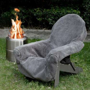 Imagem de Loriano Capa de cadeira de pelúcia, proteção impermeável para móveis ao ar livre, sherpa cinza