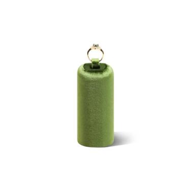 Imagem de Yinbeini Suporte de exibição de joias de veludo, suporte de brinco para exibição de balcão de joalheria, 3 tamanhos (verde-oliva, suporte de anel)