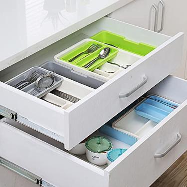 Imagem de Organizador de Talheres para Gaveta Palito Comida Colher Extensível Ajustável Desmontável Multiuso Cozinha Sala Jantar Quarto