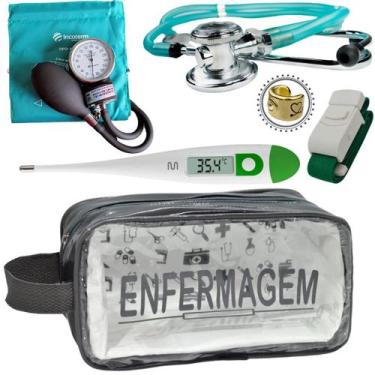 Imagem de Kit Aparelho Pressão Estetoscópio Transparente Enfermagem Incoterm, Ve