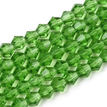 Imagem de Cerca de 450 fios facetados de contas de vidro bicone facetadas, contas soltas de cristal transparente verde-limão, berloque de fabricação de joias a granel para colar, pulseira, brinco e artesanato